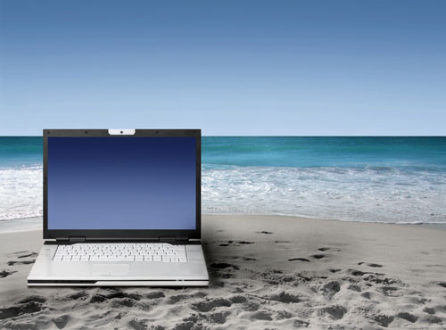 Laptop on the beach