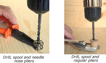 two variations using the drill, spool and pliers technique