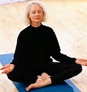 a woman practicing yoga