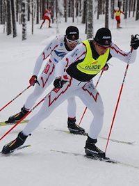 People with visual impairment skiing