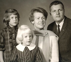 The Olson family in 1969, with Kaye, husband Erik, and daughters Barbara and Debra