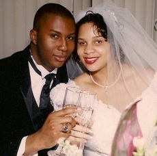 Lachelle and her husband Will on their wedding day