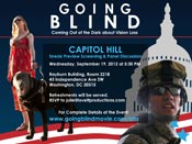 A poster advertising the Capitol Hill Screening of Going Blind