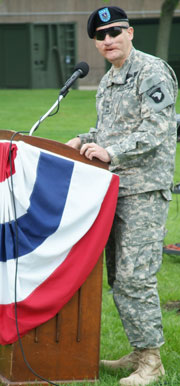 Master Master Sgt. Jeffrey Mittman at the podium