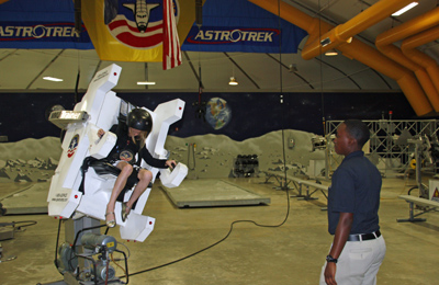 a camper operating the MMU at Space Camp