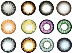 An array of different colored circle lenses