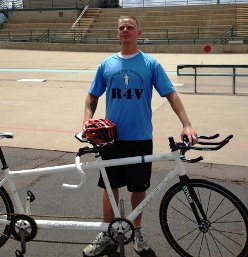 Jason Murray with his tandem bicycle