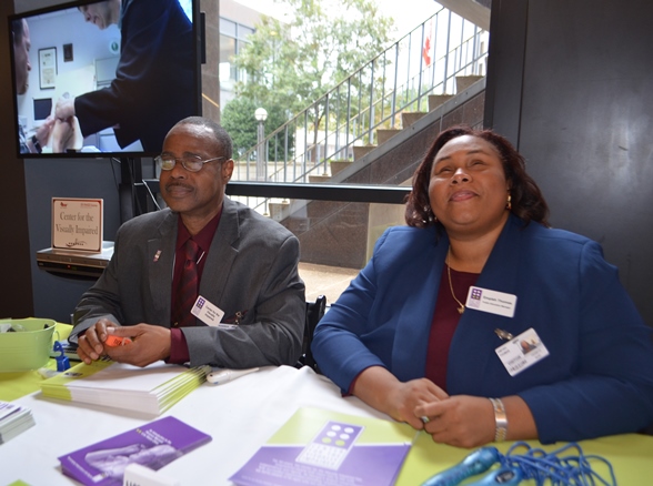 Roderick Parker and Empish Thomas at a Center for the Visually Impaired exhibit in Georgia