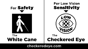 Logo for White Cane Checkered Eyes-Symbols