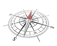 a compass with the needle pointing almost directly north