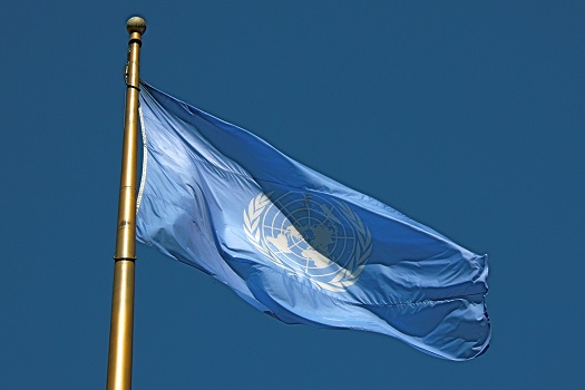 UN flag unfurled