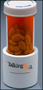 Prescription Pill bottle sitting inside the Talking RX