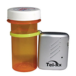 Prescription pill bottle with the Tel RX attached