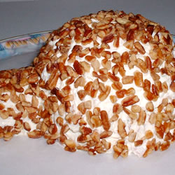 cheeseball covered with nuts photo by Macy Marie