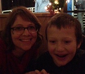 Eddie and Emily smiling on the Santa Cruise