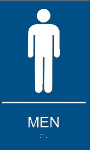 men's bathroom sign with braille