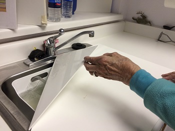 modified kitchen sink to make more counter space