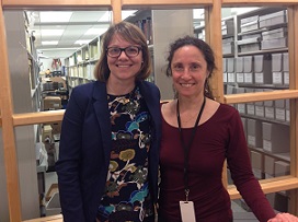 Emily and Archivist, Helen, at Helen Keller Archives