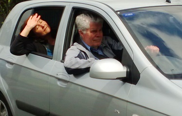 maribel in car with Dad