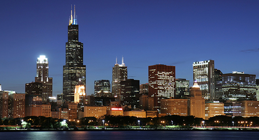 Chicago skyline at night