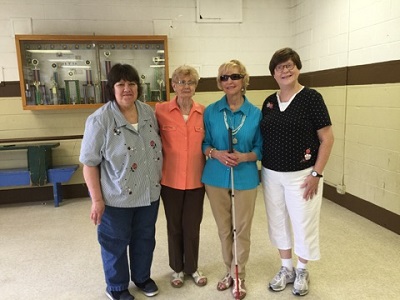 key volunteers of Sights Unlimited support group left to right: Donna Draeger, Lorraine Real-Secretary, Carol Lampe-President, Joan Juris-Treasurer