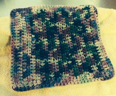 dishcloth made with multi-colored yarn