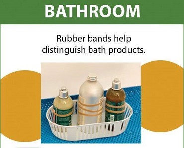 using rubber bands to distinguish shampoo from conditioner