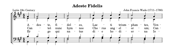 score from adeste fideles song Adeste Fideles sheet music sample by Tkgd2007 - Created in Adobe Illustrator.. Licensed under Public Domain via Commons - https://commons.wikimedia.org/wiki/File:Adeste_Fideles_sheet_music_sample.svg#/media/File:Adeste_Fideles_sheet_music_sample.svg