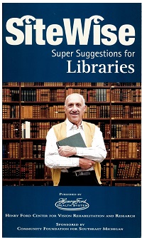 SiteWise Library pamphlet with picture of senior in front of bookcase