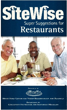 SiteWise Restaurants pamphlet super suggestions with picture of three older men eating