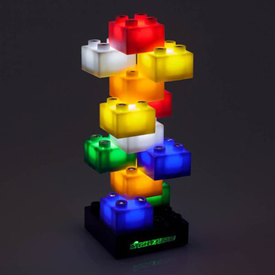 A stack of different colored Light Stax blocks 