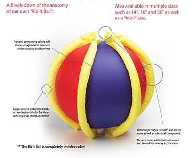 Image of a Rib It Ball explaining the breakdown of the ball