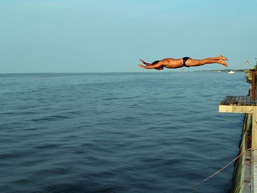 Image of man diving off board into pool by David Shankbone [CC BY-SA 3.0 (http://creativecommons.org/licenses/by-sa/3.0) or GFDL (http://www.gnu.org/copyleft/fdl.html)], via Wikimedia Commons