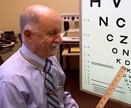 Doctor conducting low vision exam