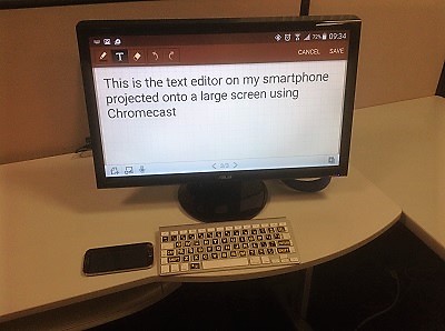 text on monitor from smartphone