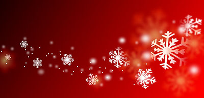 Snowflakes of different sizes on a red background