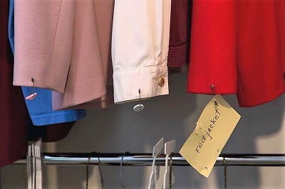 clothing labeled and organized