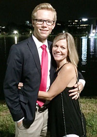 Jake as a teenager hugging his mother, Nancy