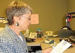 Kay McGill with microphone