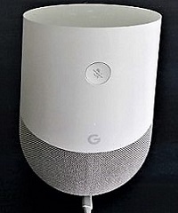 Google home device round cylindrical object 5.5 inches tall by 3.3 inches wide