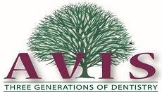 avis logo with wording three generations of dentistry and tree in background representing family tree