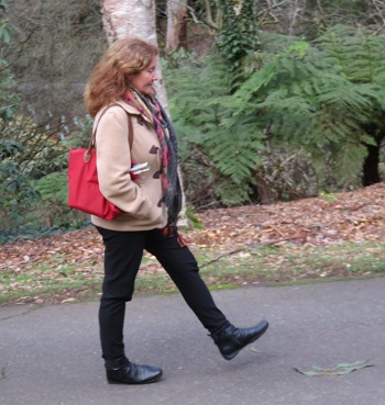 woman walking purposely