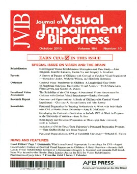 The cover of a recent Journal of Visual Impairment and Blindness (JVIB)