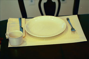 all white place setting