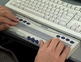 refreshable braille display and a standard computer keyboard