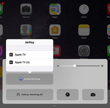 AirPlay projects the camera image to a larger TV screen